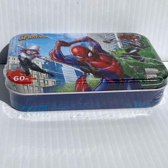 SPIDER-MAN Puzzle Collectible Tin Box NEW 60 Pieces - Picture 2 of 8